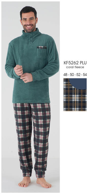 ART. KF5262 PLU- pigiama uomo m/l coral fleece kf5262 plu - Fratelli Parenti